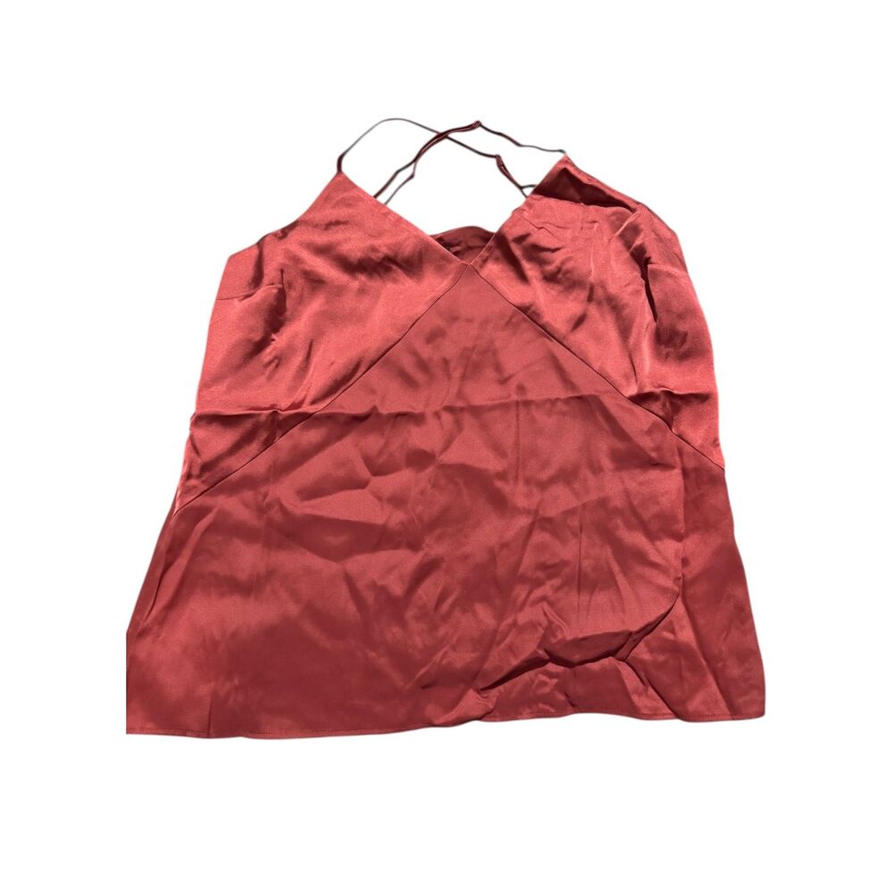Express Downtown Satin Cami Rust Deep V Backless Luxe Going Out Top NWOT